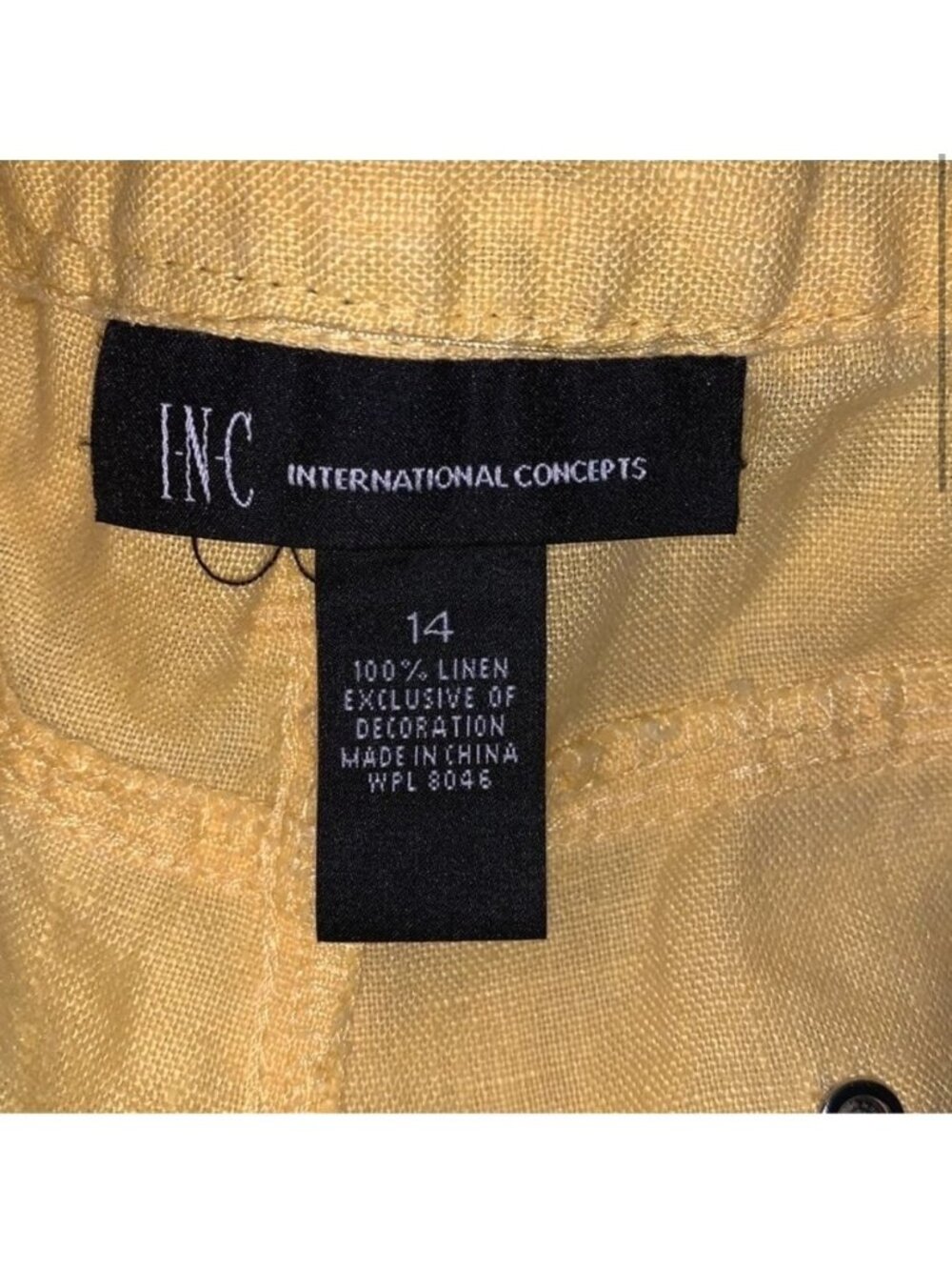 INC International Concepts Womens Yellow Linen Pants Size 14 - Picture 2 of 12